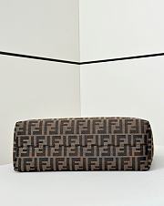 Fendi Roll Large Tobacco Brown FF Jacquard and Striped Pequin Fabric Shopper - 35x32x19.5cm - 5