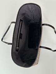 Fendi Roll Large Tobacco Brown FF Jacquard and Striped Pequin Fabric Shopper - 35x32x19.5cm - 2