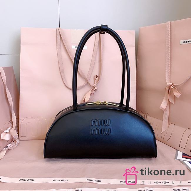 Miumiu Medium Beau Leather Bag Black 5BB193 - 30x13.5x13cm - 1