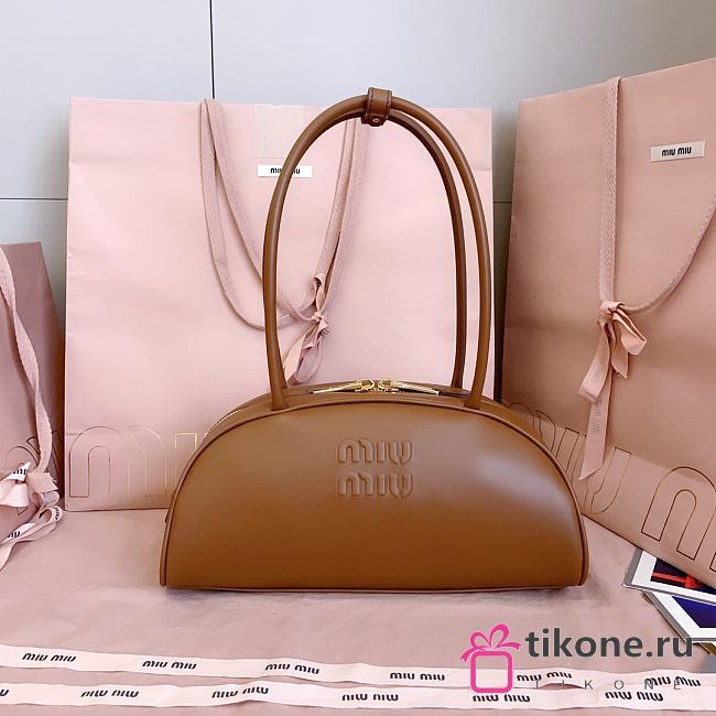 Miumiu Medium Beau Leather Bag Brown 5BB193 - 30x13.5x13cm - 1