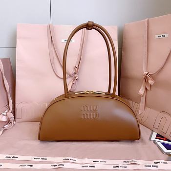Miumiu Medium Beau Leather Bag Brown 5BB193 - 30x13.5x13cm