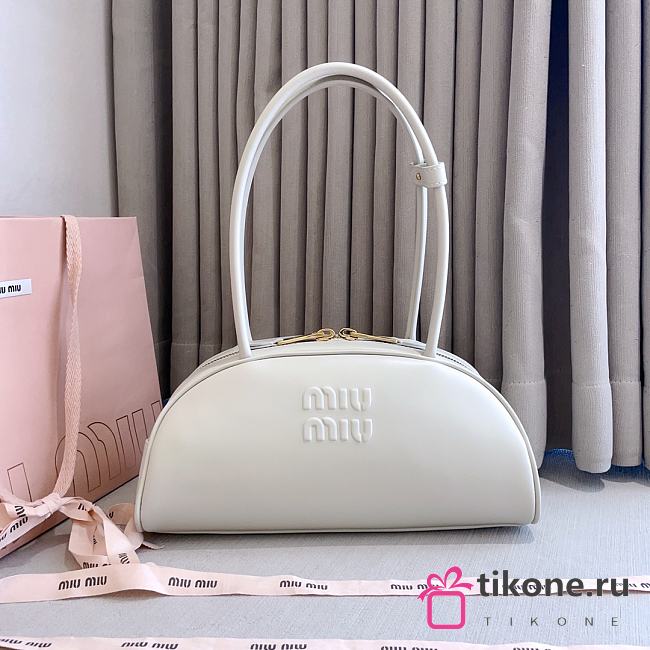 Miumiu Medium Beau Leather Bag White 5BB193 - 30x13.5x13cm - 1