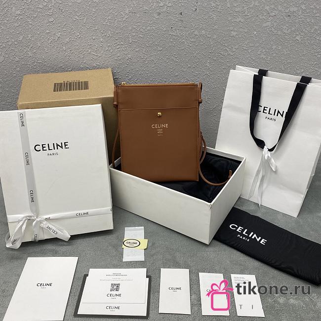 Celine Sharp Pouch In Smooth Lambskin Brown - 19.5x24x1cm - 1