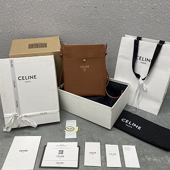 Celine Sharp Pouch In Smooth Lambskin Brown - 19.5x24x1cm