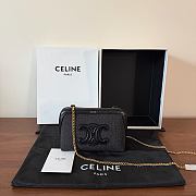 Celine Clutch On Chain Cuir Triomphe In Denim Dark Gray - 16.5x11x8cm - 1