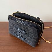 Celine Clutch On Chain Cuir Triomphe In Denim Dark Gray - 16.5x11x8cm - 4