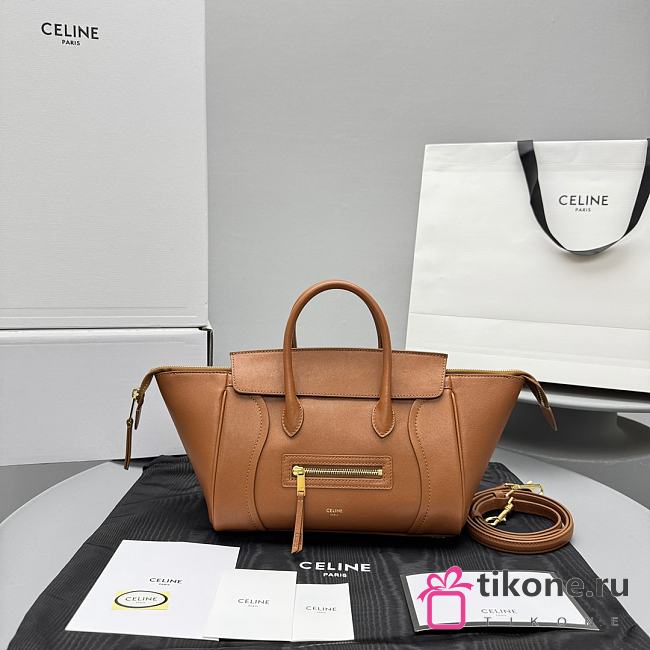 Celine Luggage In Supple Shiny Lambskin Brown - 36x22x16cm - 1