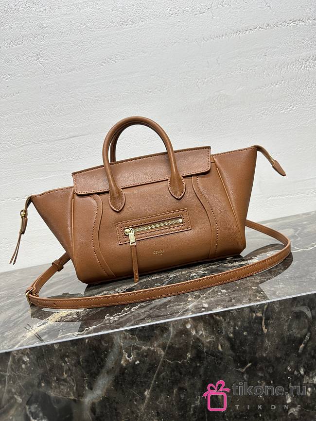 Celine Little Luggage In Supple Shiny Lambskin Brown - 24x15.5x11cm - 1