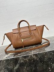 Celine Little Luggage In Supple Shiny Lambskin Brown - 24x15.5x11cm - 5