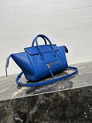 Celine Little Luggage In Supple Shiny Lambskin Blue - 24x15.5x11cm - 5