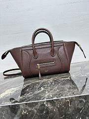 Celine Little Luggage In Supple Shiny Lambskin Deep Brown - 24x15.5x11cm - 1
