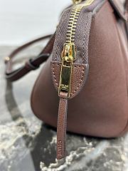 Celine Little Luggage In Supple Shiny Lambskin Deep Brown - 24x15.5x11cm - 5