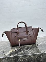 Celine Little Luggage In Supple Shiny Lambskin Deep Brown - 24x15.5x11cm - 4