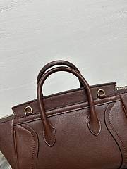 Celine Little Luggage In Supple Shiny Lambskin Deep Brown - 24x15.5x11cm - 2