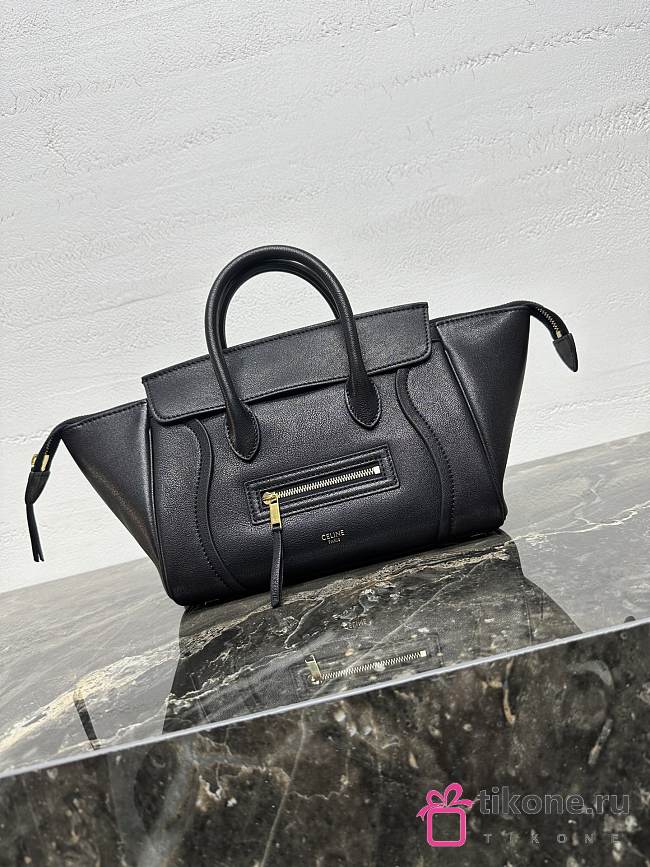 Celine Little Luggage In Supple Shiny Lambskin Black - 24x15.5x11cm - 1