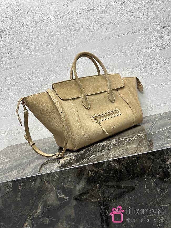 Celine Luggage In Suede Calfskin Beige - 36x22x16cm - 1