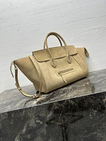 Celine Luggage In Suede Calfskin Beige - 36x22x16cm