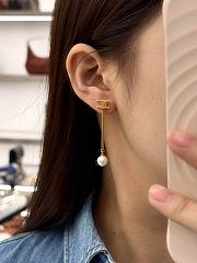 Celine Les Perles Celine Straight Earrings In Resin Pearls And Brass With Gold Finish - 3