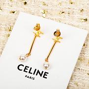Celine Les Perles Celine Straight Earrings In Resin Pearls And Brass With Gold Finish - 6
