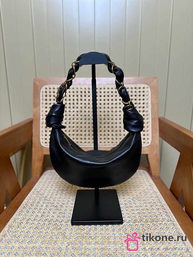 YSL Amalia Mini Hobo In Lamskin Black 28x12.5x8cm - 1