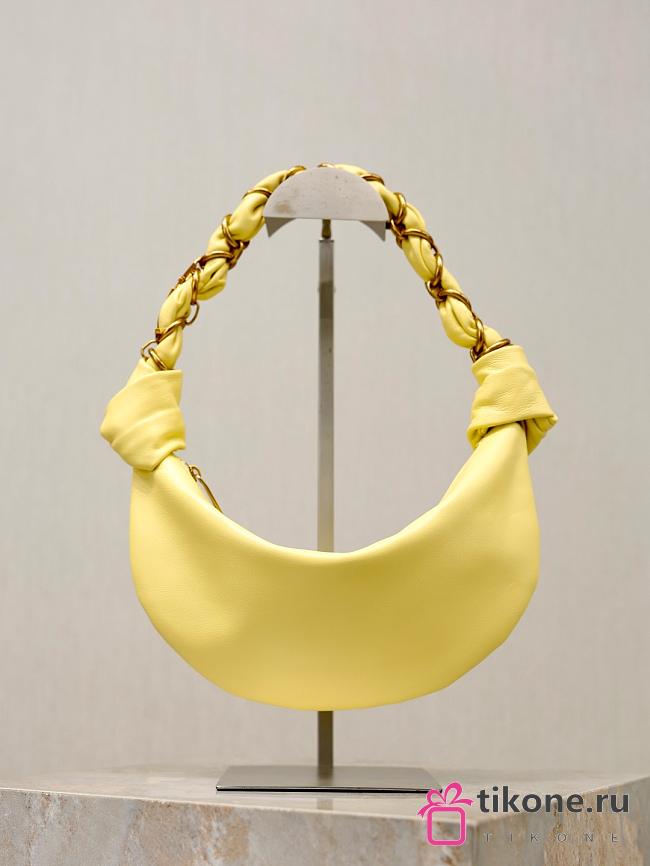YSL Amalia Mini Hobo in Lamskin Soft Lemon - 28x12.5x8cm - 1