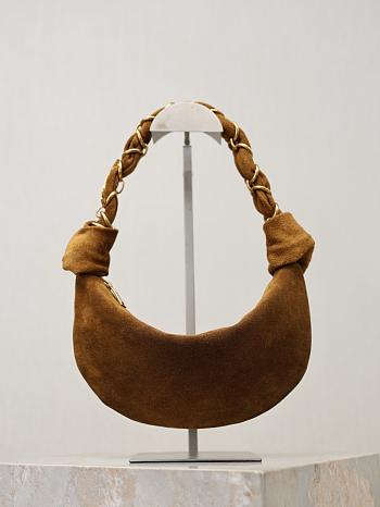 YSL Amalia Mini Hobo in Suede Caramel Cognac - 28x12.5x8cm