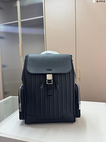 Rimowa Flap Backpack Large Grained Leather In Black - 44x37x16cm
