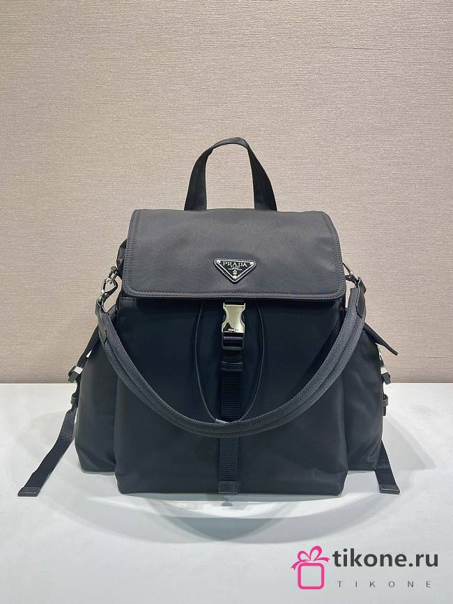 Prada Explore Re-Nylon And Leather Backpack Black 2VZ118 - 39x37x20cm - 1
