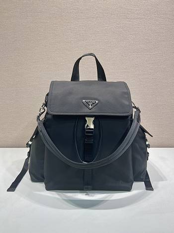 Prada Explore Re-Nylon And Leather Backpack Black 2VZ118 - 39x37x20cm