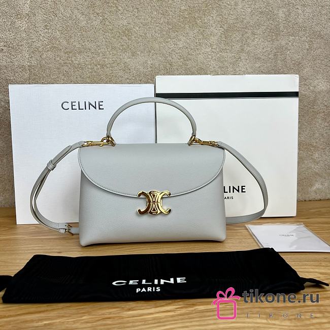 Celine Medium Nino Bag In Supple Grained Calfskin Cloud Gray - 25x17.5x10cm - 1