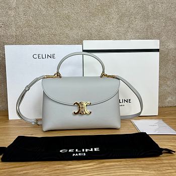 Celine Medium Nino Bag In Supple Grained Calfskin Cloud Gray - 25x17.5x10cm