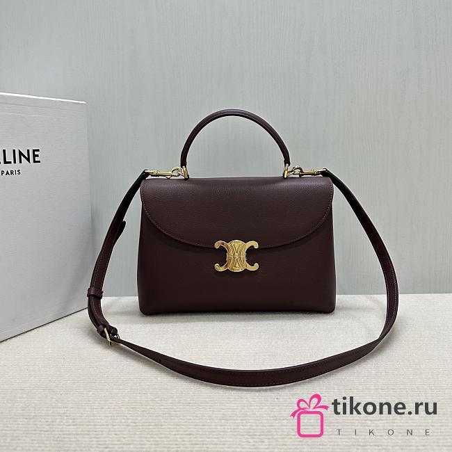 Celine Medium Nino Bag In Supple Grained Calfskin Burgundy - 25x17.5x10cm - 1