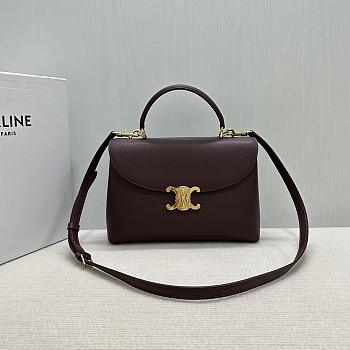 Celine Medium Nino Bag In Supple Grained Calfskin Burgundy - 25x17.5x10cm