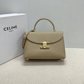Celine Medium Nino Bag In Supple Grained Calfskin Cappuccino - 25x17.5x10cm
