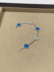 VCA Vintage Alhambra Bracelet 5 Motifs 18K White Gold and Blue Agate  - 6
