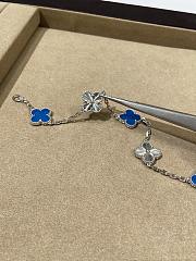 VCA Vintage Alhambra Bracelet 5 Motifs 18K White Gold and Blue Agate  - 5
