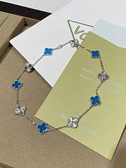 VCA Vintage Alhambra Necklace 10 Motifs 18K White Gold and Blue Agate - 1