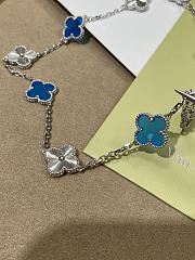 VCA Vintage Alhambra Necklace 10 Motifs 18K White Gold and Blue Agate - 2