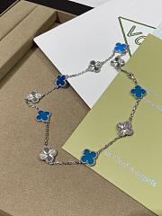 VCA Vintage Alhambra Necklace 10 Motifs 18K White Gold and Blue Agate - 4