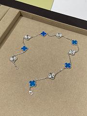 VCA Vintage Alhambra Necklace 10 Motifs 18K White Gold and Blue Agate - 5