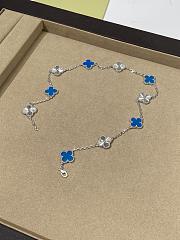 VCA Vintage Alhambra Necklace 10 Motifs 18K White Gold and Blue Agate - 6