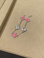 VCA Vintage Alhambra Bracelet 5 Motifs 18K White Gold and Pink Rhodonite - 6