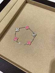 VCA Vintage Alhambra Bracelet 5 Motifs 18K White Gold and Pink Rhodonite - 5