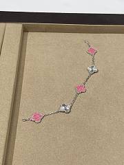 VCA Vintage Alhambra Bracelet 5 Motifs 18K White Gold and Pink Rhodonite - 4