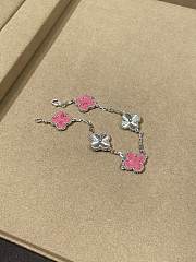 VCA Vintage Alhambra Bracelet 5 Motifs 18K White Gold and Pink Rhodonite - 3