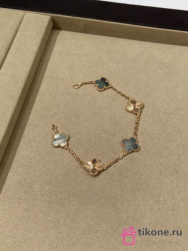 VCA Vintage Alhambra Bracelet 5 Motifs 18K Rose Gold and Gray Mother of pearl - 1