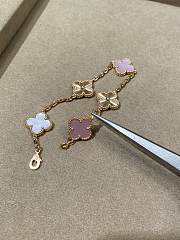 VCA Vintage Alhambra Bracelet 5 Motifs 18K Yellow Gold and Pink Mother of pearl - 6