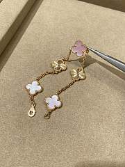 VCA Vintage Alhambra Bracelet 5 Motifs 18K Yellow Gold and Pink Mother of pearl - 5