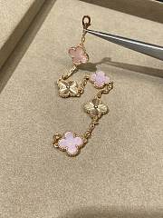 VCA Vintage Alhambra Bracelet 5 Motifs 18K Yellow Gold and Pink Mother of pearl - 2
