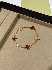 VCA Vintage Alhambra Bracelet 5 Motifs 18K Rose Gold and Red Carnelian - 1